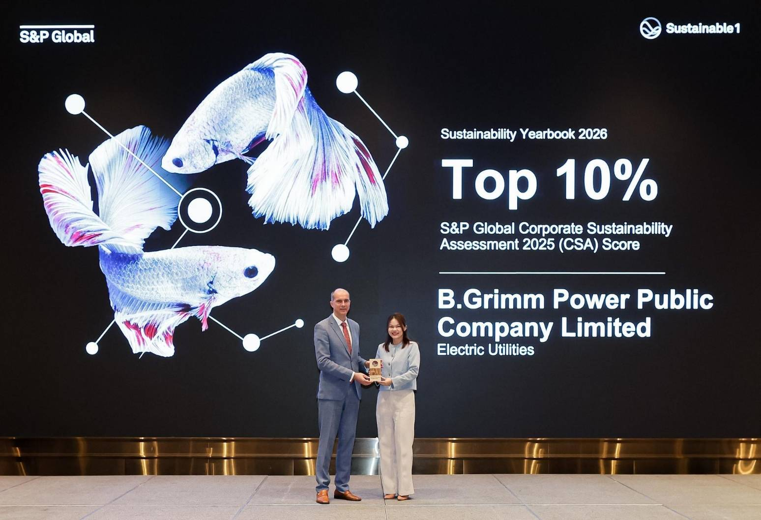 บี.กริม เพาเวอร์ โชว์ศักยภาพด้าน ESG คว้าอันดับ Top 10% จาก S&P Global Sustainability Yearbook 2026 สะท้อนมาตรฐานการดำเนินธุรกิจยั่งยืนระดับสากล